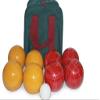BuyBocceBalls Listing - Made in USA, Premium Quality Tournament Bocce Set - 110mm Gold and Dark Orange Balls, Nylon Maroon Bag, 998 Grams (2 lbs. 3.2 oz.). Various Bag Colors view 1