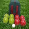 BuyBocceBalls Listing - Made in USA, Premium Quality Tournament Bocce Set - 110mm Lime Green and Dark Orange Balls, Nylon Maroon Bag, 998 Grams (2 lbs. 3.2 oz.). Various Bag Colors view 2