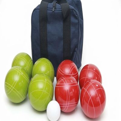 BuyBocceBalls Listing - Made in USA, Premium Quality Tournament Bocce Set - 110mm Lime Green and Dark Orange Balls, Nylon Blue Bag, 998 Grams (2 lbs. 3.2 oz.). Various Bag Colors