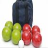 BuyBocceBalls Listing - Made in USA, Premium Quality Tournament Bocce Set - 110mm Lime Green and Dark Orange Balls, Nylon Blue Bag, 998 Grams (2 lbs. 3.2 oz.). Various Bag Colors view 1