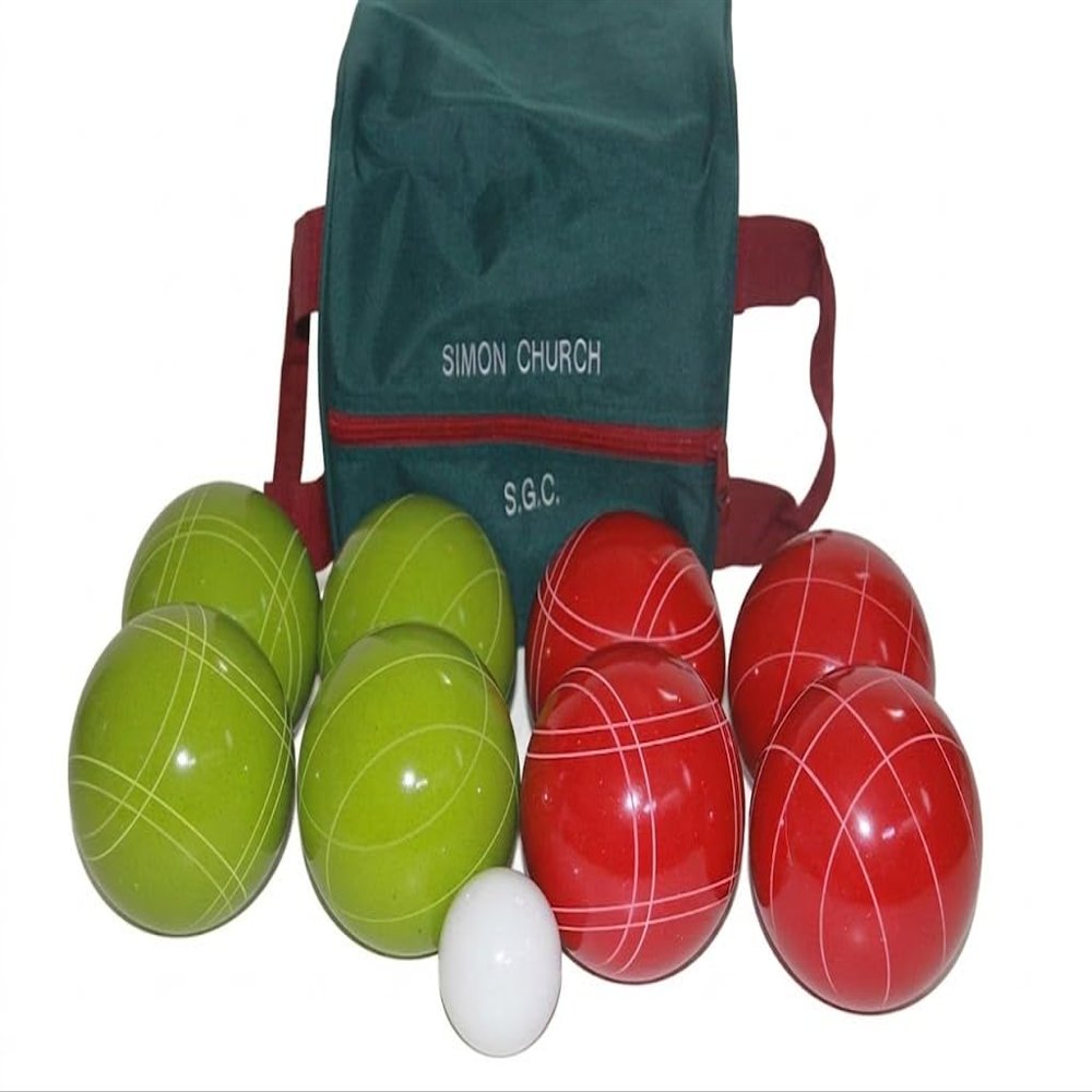 BuyBocceBalls Listing - Made in USA, Premium Quality Tournament Bocce Set - 110mm Lime Green and Dark Orange Balls, Nylon Engraved Green Bag, 998 Grams (2 lbs. 3.2 oz.)