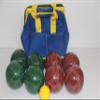 BuyBocceBalls Listing - Made in USA, Premium Quality Tournament Bocce Set - 107mm Dark Red and Green Balls, Nylon Blue/Yellow Bag, 920 Grams (2 lbs. 1 oz.). view 1