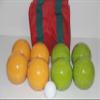 BuyBocceBalls Listing - Made in USA, Premium Quality Tournament Bocce Set - 110mm Lime Green and Yellowballs, Nylon Maroon Bag, 998 Grams (2 lbs. 3.2 oz.). Various Bag Colors view 1