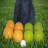 BuyBocceBalls Listing - Made in USA, Premium Quality Tournament Bocce Set - 110mm Lime Green and Yellow Balls, Nylon Blue Bag, 998 Grams (2 lbs. 3.2 oz.). Various Bag Colors view 2