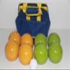BuyBocceBalls Listing - Made in USA, Premium Quality Tournament Bocce Set - 110mm Lime Green and Yellow Balls, Nylon Blue/Yellow Bag, 998 Grams (2 lbs. 3.2 oz.). view 1