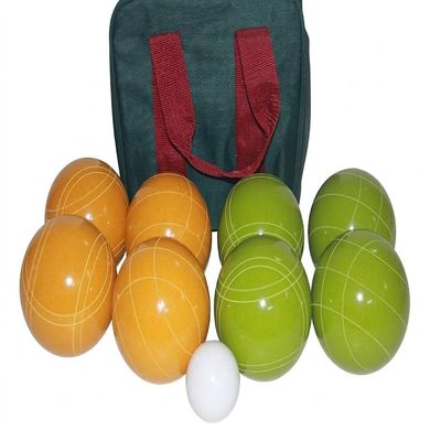 BuyBocceBalls Listing - Made in USA, Premium Quality Tournament Bocce Set - 110mm Lime Green and Gold Balls, Nylon Bag, 998 Grams (2 lbs. 3.2 oz.). Various Bag Colors