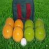 BuyBocceBalls Listing - Made in USA, Premium Quality Tournament Bocce Set - 110mm Lime Green and Gold Balls, Nylon Bag, 998 Grams (2 lbs. 3.2 oz.). Various Bag Colors view 2