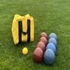 BuyBocceBalls Listing - Made in USA, Premium Quality Official Tournament Bocce Set - 107mm Blue and Dark Red Balls Nylon Bag; Regulation Size Balls 920 Grams (2 lbs. 1 oz.) view 1