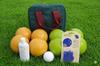 BuyBocceBalls Listing - Made in USA, Premium Quality Tournament Bocce Set - 110mm Rustic Green and Yellow Balls, Ball Polish, Kestrel Measuring Device and Green/Maroon Bag view 2