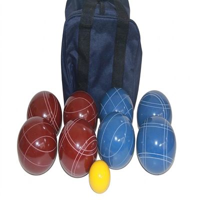 BuyBocceBalls Listing - Made in USA, Premium Quality Tournament Bocce Set - 110mm Blue and Dark Red Balls, Nylon Blue Bag, 998 Grams (2 lbs. 3.2 oz.). Various Bag Colors
