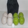 BuyBocceBalls Listing - Made in USA, Premium Quality Tournament Bocce Set - 110mm Lime Green and White Balls, Nylon Black Bag, 998 Grams (2 lbs. 3.2 oz.). Various Bag Colors view 1