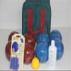 BuyBocceBalls Listing - Made in USA, Premium Quality Tournament Bocce Set - 110mm Blue and Dark Red Balls, Nylon Maroon Bag, 998 Grams (2 lbs. 3.2 oz.). Polish. Measure Device view 1