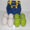BuyBocceBalls Listing - Made in USA, Premium Quality Tournament Bocce Set - 110mm EPCO Bocce Set - Rustic Green/White Balls and Blue/Yellow Bag, 998 Grams (2 lbs. 3.2 oz.) view 1
