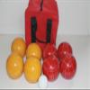 BuyBocceBalls Listing - Made in USA, Premium Quality Tournament Bocce Set - 110mm Gold and Red Balls, Nylon red Bag, 998 Grams (2 lbs. 3.2 oz.). Various Bag Colors view 1