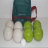 BuyBocceBalls Listing - Made in USA, Premium Quality Tournament Bocce Set - 110mm Lime Green and White Balls, Nylon Engraved Green Bag, 998 Grams (2 lbs. 3.2 oz.) view 1