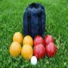 BuyBocceBalls Listing - Made in USA, Premium Quality Tournament Bocce Set - 110mm Gold and Red Balls, Nylon Blue Bag, 998 Grams (2 lbs. 3.2 oz.). Various Bag Colors view 1