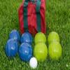BuyBocceBalls Listing - Made in USA, Premium Quality Tournament Bocce Set - 110mm Rustic Green/Blue Balls and Maroon/Green Bag, 998 Grams (2 lbs. 3.2 oz.). view 1