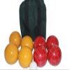 BuyBocceBalls Listing - Made in USA, Premium Quality Tournament Bocce Set - 110mm Gold and Red Balls, Nylon Green/Black Bag, 998 Grams (2 lbs. 3.2 oz.). Various Bag Colors view 1
