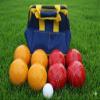 BuyBocceBalls Listing - Made in USA, Premium Quality Tournament Bocce Set - 110mm Gold and Red Balls, Nylon Blue/Yellow Bag, 998 Grams (2 lbs. 3.2 oz.). view 2