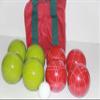 BuyBocceBalls Listing - Made in USA, Premium Quality Tournament Bocce Set - 110mm Lime Green and Red Balls, Nylon Maroon Bag, 998 Grams (2 lbs. 3.2 oz.). Various Bag Colors view 1