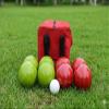 BuyBocceBalls Listing - American-Made, Premium Tournament Bocce Set - 110mm Lime Green and Red Balls, Nylon red Bag, 998 Grams (2 lbs. 3.2 oz.). Various Bag Colors view 1