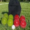 BuyBocceBalls Listing - Made in USA, Premium Quality Tournament Bocce Set - 110mm Lime Green and Red Balls, Nylon Black Bag, 998 Grams (2 lbs. 3.2 oz.). Various Bag Colors view 2