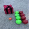 BuyBocceBalls Listing - Made in USA, Premium Quality Tournament Bocce Set - 110mm Green and Red Balls, Nylon Green/Black Bag, 998 Grams (2 lbs. 3.2 oz.). Various Bag Colors view 4