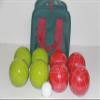 BuyBocceBalls Listing - Made in USA, Premium Quality Tournament Bocce Set - 110mm Red and Lime Green Balls, Nylon Bag, 998 Grams (2 lbs. 3.2 oz.). Various Bag Colors view 1