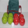 BuyBocceBalls Listing - Made in USA, Premium Quality Tournament Bocce Set - 110mm Lime Green and Red Balls, Nylon Engraved Green Bag, 998 Grams (2 lbs. 3.2 oz.) view 1