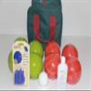 BuyBocceBalls Listing - Made in USA, Premium Quality Tournament Bocce Set - 110mm Lime Green and Red Balls, Nylon Maroon Bag, 998 Grams (2 lbs. 3.2 oz.). Polish. Measure Device view 1