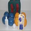 BuyBocceBalls Listing - Made in USA, Premium Quality Tournament Bocce Set - 110mm Blue and Gold Balls, Nylon Maroon Bag, 998 Grams (2 lbs. 3.2 oz.). Polish. Measure Device view 1