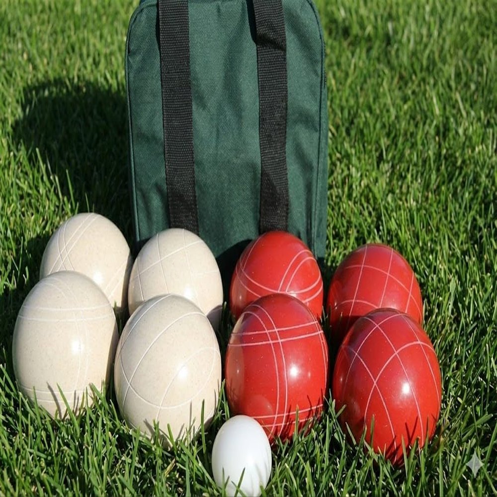 BuyBocceBalls Listing - Made in USA, Premium Quality Tournament Bocce Set - 110mm Red and White Balls Nylon Bag; Regulation Size Balls 998 Grams (2 lbs. 3.2 oz.)