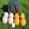 BuyBocceBalls Listing - Made in USA, Premium Quality Tournament Bocce Set - 110mm White and Gold Balls, Nylon Bag, 998 Grams (2 lbs. 3.2 oz.). Various Bag Colors view 2