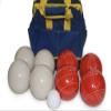 BuyBocceBalls Listing - Made in USA, Premium Quality Tournament Bocce Set - 110mm White and Red Balls, Nylon Blue/Yellow Bag, 998 Grams (2 lbs. 3.2 oz.). view 2