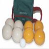 BuyBocceBalls Listing - Made in USA, Premium Quality Tournament Bocce Set - 110mm Gold and White Balls, Nylon Engraved Green Bag, 998 Grams (2 lbs. 3.2 oz.) view 2
