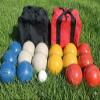 BuyBocceBalls Unique Double Set - Premium Quality and Made in USA, Tournament 110mm EPCO Bocce Sets, 998 Grams (2 lbs. 3.2 oz.) - Rustic Blue/White/Yellow/Orange Balls with red/Black Bags view 1