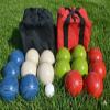 BuyBocceBalls Unique Double Set - Premium Quality and Made in USA, Tournament 110mm EPCO Bocce Sets, 998 Grams (2 lbs. 3.2 oz.) - Rustic Blue/White/Green/Red Balls with red/Black Bags view 1