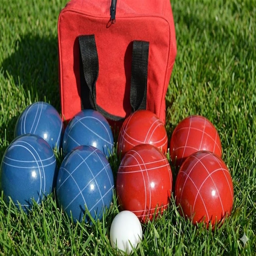 BuyBocceBalls Listing - Made in USA, Premium Quality Tournament Bocce Set - 110mm Blue and Red Balls, Nylon red Bag, 998 Grams (2 lbs. 3.2 oz.). Various Bag Colors
