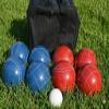 BuyBocceBalls Listing - Made in USA, Premium Quality Tournament Bocce Set - 110mm Blue and Red Balls, Nylon Black Bag, 998 Grams (2 lbs. 3.2 oz.). Various Bag Colors view 1