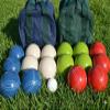 BuyBocceBalls Unique Double Set - Premium Quality and Made in USA, Tournament 110mm EPCO Bocce Sets, 998 Grams (2 lbs. 3.2 oz.) - Rustic Blue/White/Green/Red Balls with Blue/Green Bags view 1