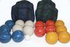 BuyBocceBalls Unique Double Set - Premium Quality and Made in USA, 110mm EPCO Bocce Sets - Rustic Blue/White/Yellow/Orange Balls with Blue/Green Bags view 2