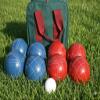 BuyBocceBalls Listing - Made in USA, Premium Quality Tournament Bocce Set - 110mm Blue and Red Balls, Nylon Maroon Bag, 998 Grams (2 lbs. 3.2 oz.). Various Bag Colors view 1