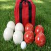 BuyBocceBalls Listing - Made in USA, Premium Quality Tournament Bocce Set - 110mm White and Red Balls, Nylon Bag, 998 Grams (2 lbs. 3.2 oz.). Various Bag Colors view 2