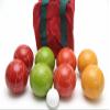 BuyBocceBalls Listing - Made in USA, Premium Quality Tournament Bocce Set - 110mm, 998 Grams (2 lbs. 3.2 oz.) - Rustic Yellow/Orange/Red/Greenballs and red/Black Bag view 2