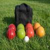 BuyBocceBalls Listing - Made in USA, Premium Quality Tournament Bocce Set - 110mm EPCO Bocce Set, 998 Grams (2 lbs. 3.2 oz.) - Rustic Yellow/Orange/Red/Greenballs and Black Bag view 2