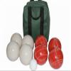 BuyBocceBalls Listing - Made in USA, Premium Quality Tournament Bocce Set - 110mm White and Dark Orange Balls, Nylon Green/Black Bag, 998 Grams (2 lbs. 3.2 oz.). Various Bag Colors view 1