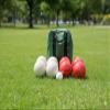 BuyBocceBalls Listing - Made in USA, Premium Quality Tournament Bocce Set - 110mm White and Dark Orange Balls, Nylon Green/Black Bag, 998 Grams (2 lbs. 3.2 oz.). Various Bag Colors view 2