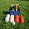 BuyBocceBalls Listing - Made in USA, Premium Quality Tournament Bocce Set - 110mm White and Dark Orange Balls, Nylon Blue/Yellow Bag, 998 Grams (2 lbs. 3.2 oz.). view 2