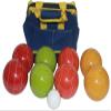 BuyBocceBalls Listing - Made in USA, Premium Quality Tournament Bocce Set - 110mm, 998 Grams (2 lbs. 3.2 oz.) - Rustic Yellow/Orange/Red/Greenballs and Blue/Yellow Bag view 1