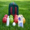 BuyBocceBalls Listing - Premium Quality andMade in USA, 110mm EPCO Bocce Set - Rustic Yellow/Orange/Red/Greenballs, Ball Polish, Kestrel Measuring Device and Green/Maroon Bag view 2